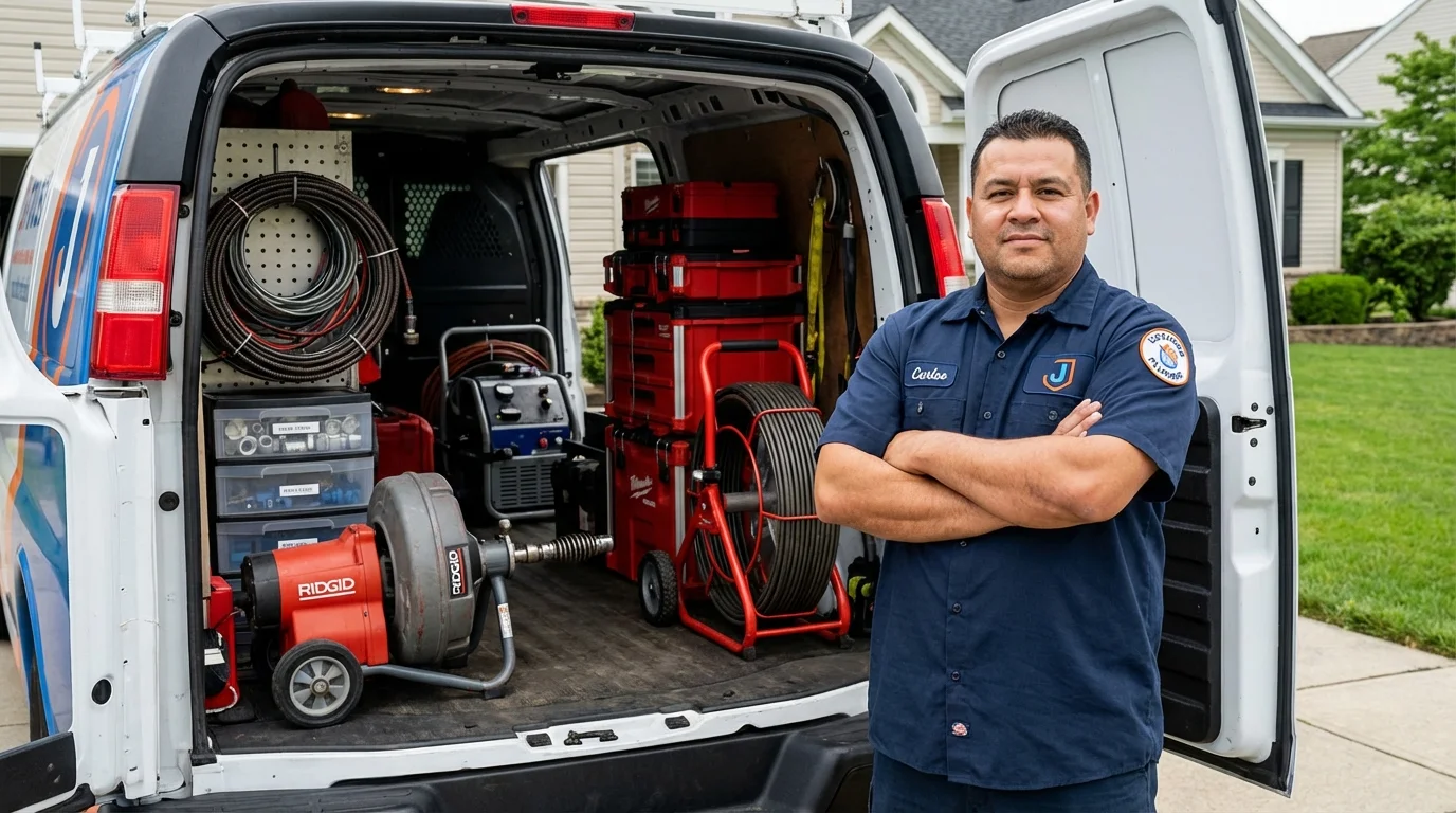 Professional drain cleaning equipment and Johns Plumbing LLC plumber in Cheswick