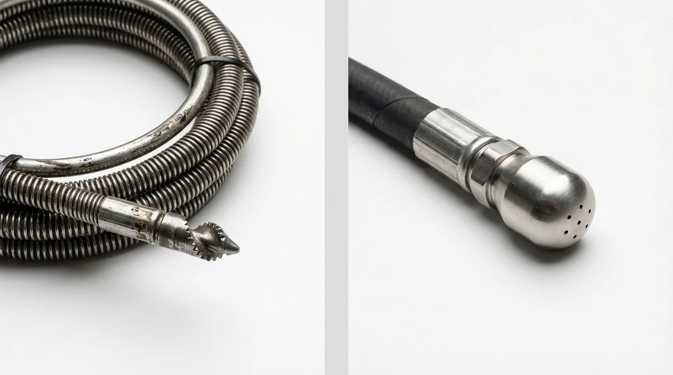 Drain snake cable and hydro jetting nozzle used for drain cleaning in Cheswick, PA
