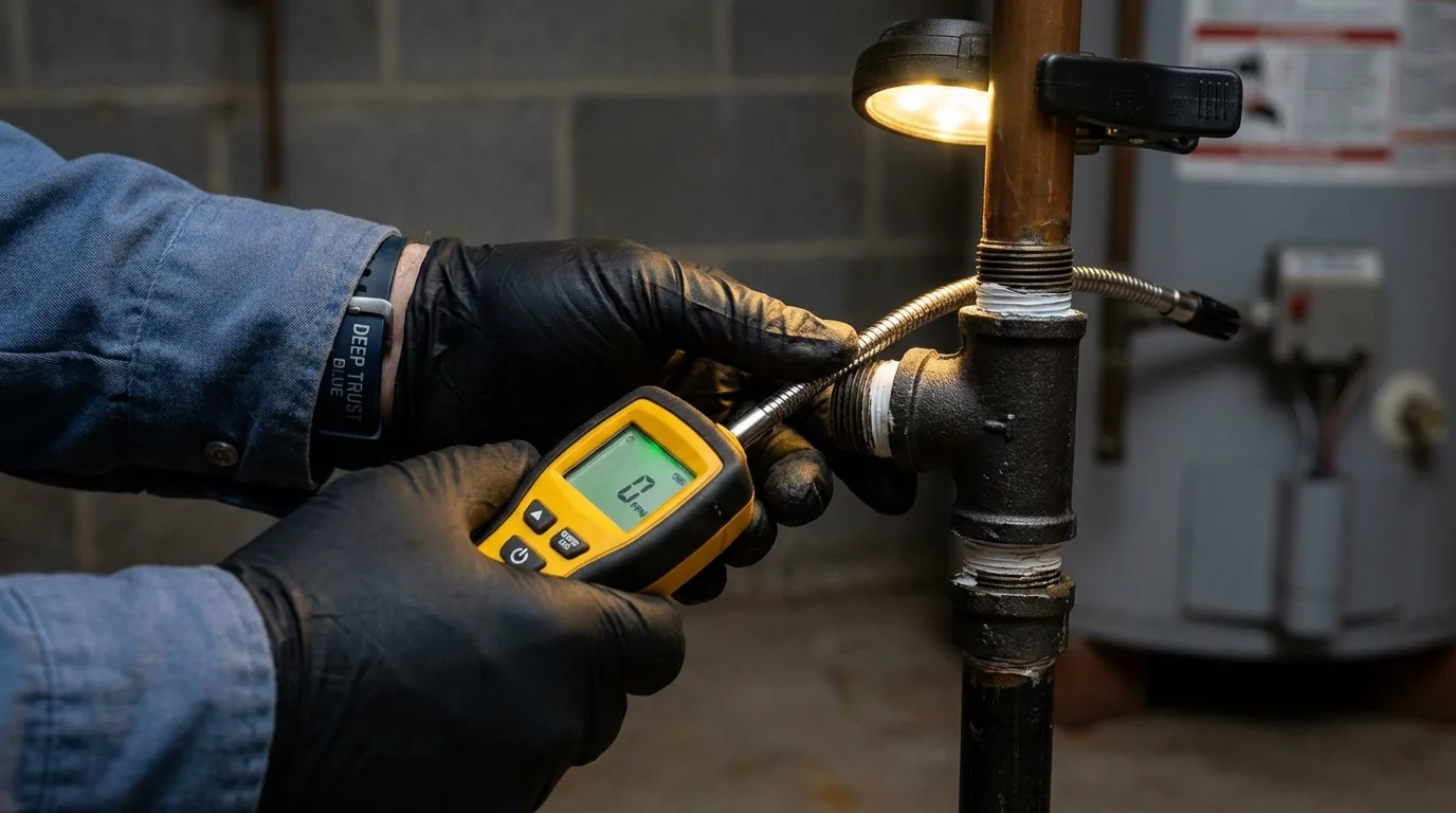 Gas leak detection with electronic sniffer by Johns Plumbing LLC in Cheswick