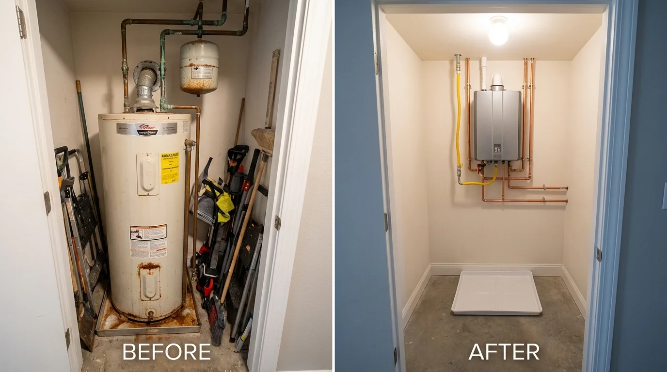 Tank water heater versus wall-mounted tankless unit comparison for Cheswick, PA homeowners